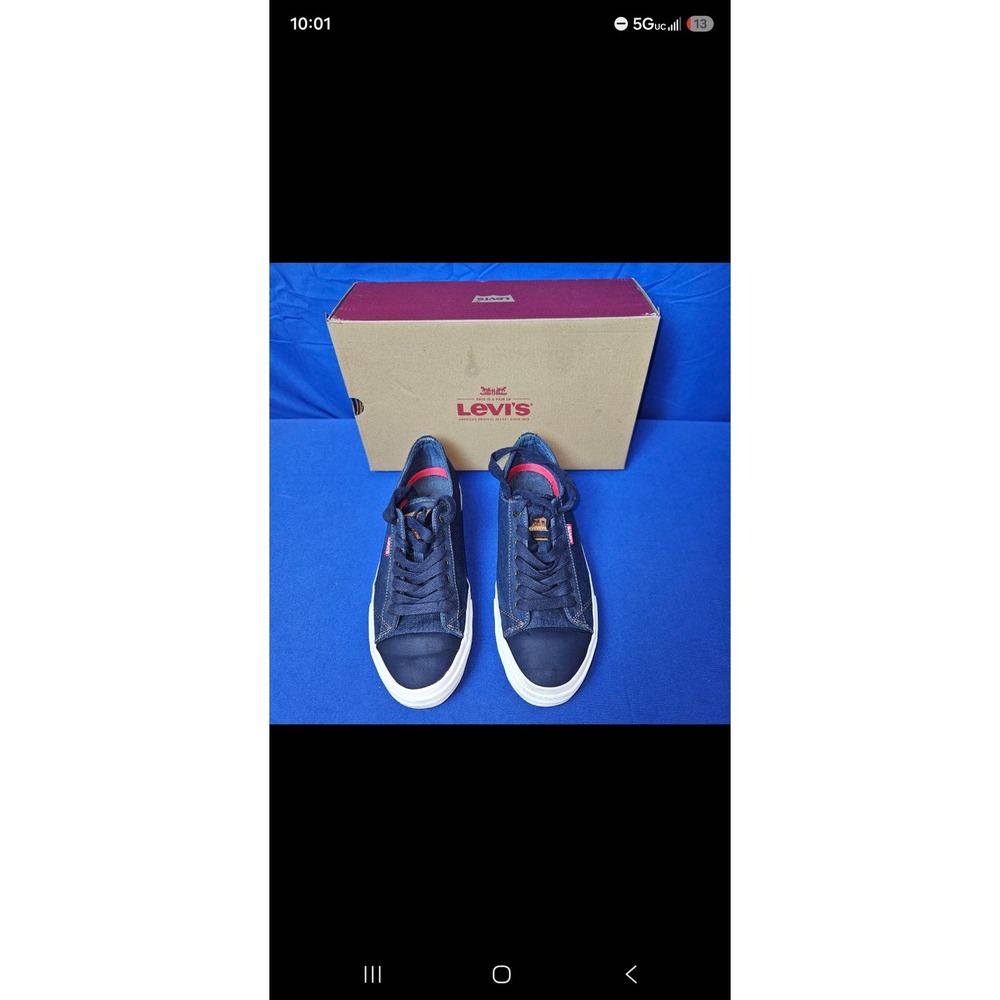 Levis Mens Denim Low Top Sneakers Navy Blue Lace Up Shoes 51921109U Size 9.5 - Picture 1 of 6
